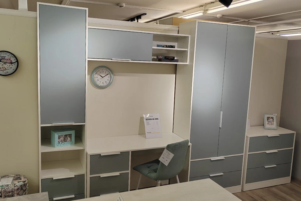 Шкаф для одежды Марли (Белый/Серо-голубой) в мебель-центре Озерцо