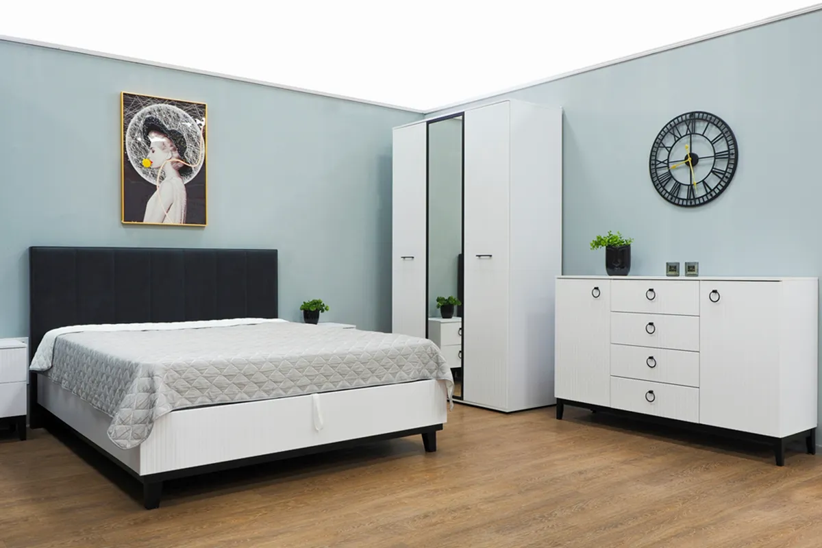 Комод Шарлиз с 2 дв. и 4 ящ. (Белое сияние/Белый снег) — Мебель-центр Озерцо