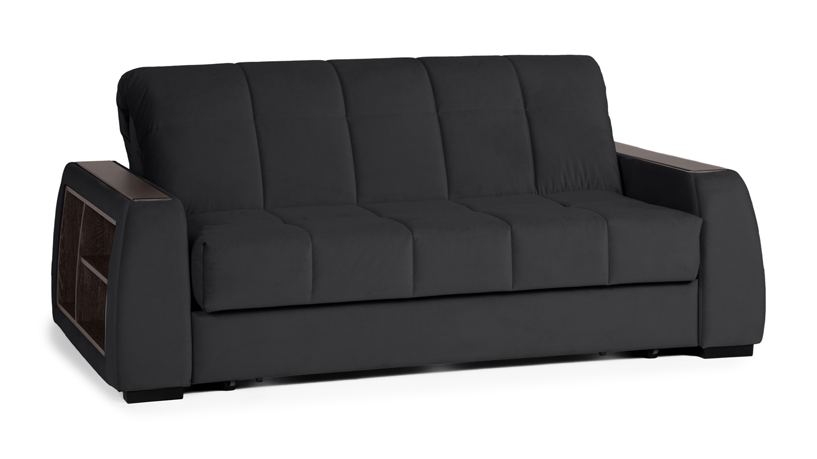 Диван - кровать Domo Pro с полками цвета венге, стежка квадрат, ткань Sky Velvet 38 140x216 — в мебель-центре Озерцо