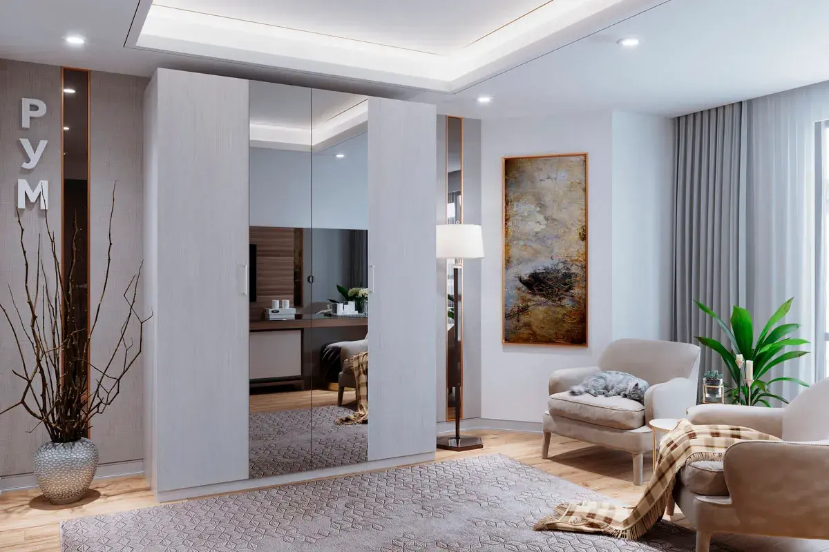 Гардеробная Рум Комплектация 4 (Ясень Анкор Светлый) — Мебель-центр Озерцо