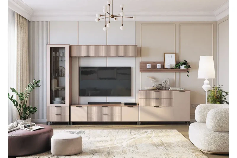 Гостиная Тоскана (Дуб Табачный/Бисквит) — Мебель-центр Озерцо