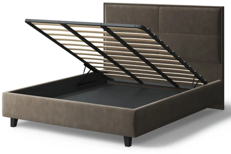 Кровать на опоре Скай с ПМ и бельев. ящ. 180х200 (Бренди лайт 29/Коричневый) - купить в Озерце