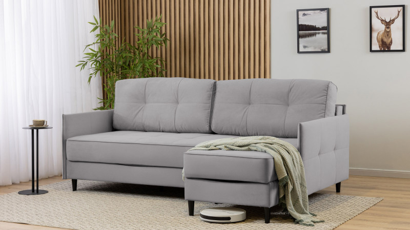 Диван Amani Pro угловой с узкими подлокотниками, ножки: пластик, Тк. Dumont 24 156x217 — купить в Озерце