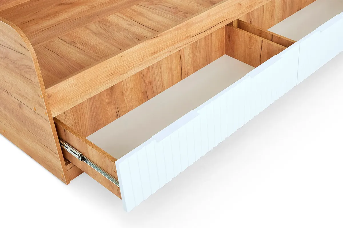 Кровать комбинированная Хилтон 90х200 Тип 1 (Дуб Крафт Золотой/Белый матовый) - купить в Озерце