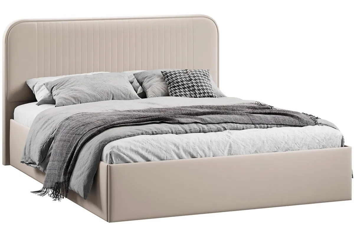 Кровать Тиффани Тип 1 с ПМ и заглушиной 160х200 (Велюр/Confetti Cream) - купить в Озерце