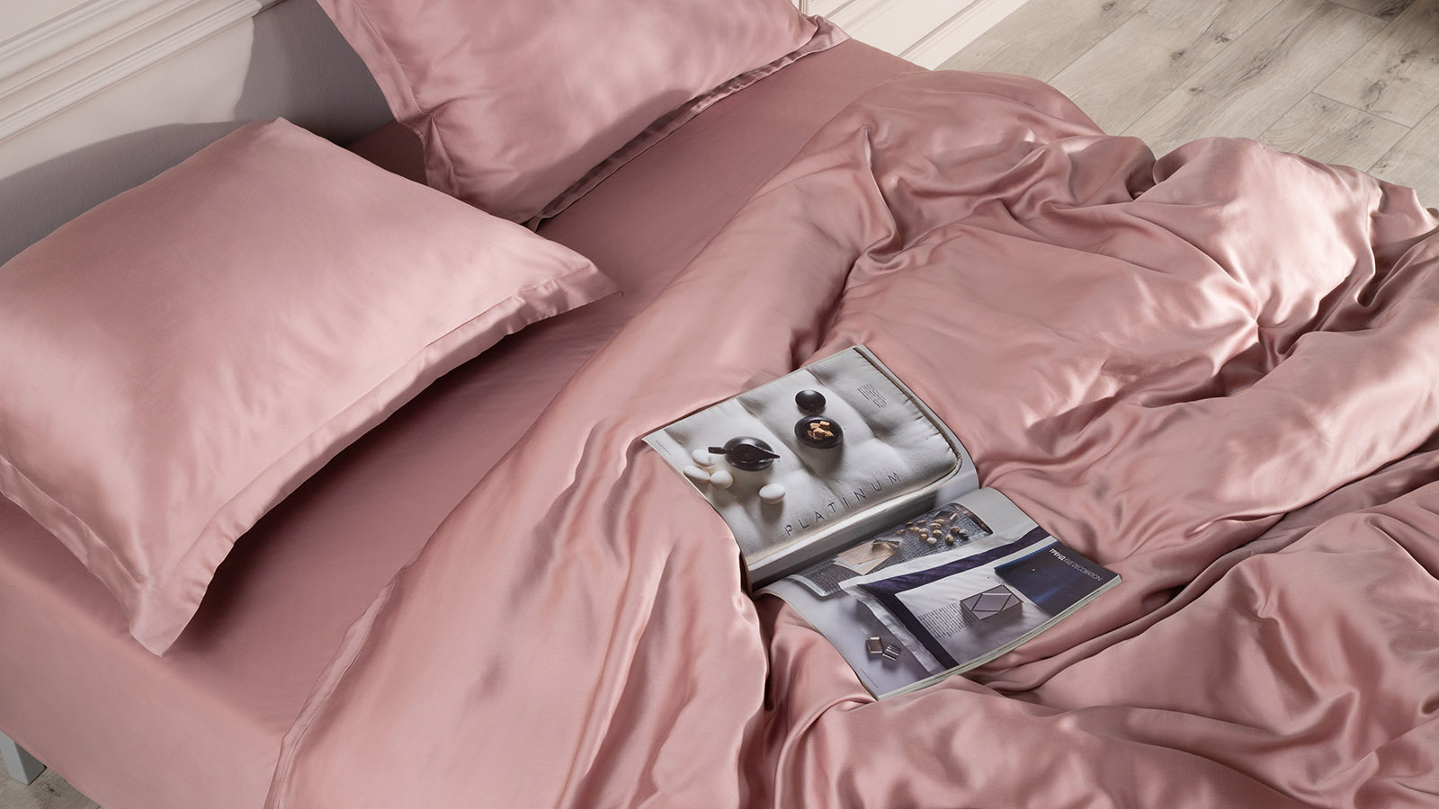 Простынь на резинке Comfort Solid Tencel, цвет Розовое золото 90x200 в мебель-центре Озерцо