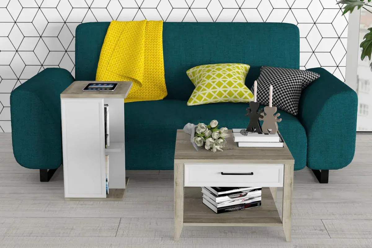 Стол приставной Aurelio 17 (Белый/Блеквуд Сатиновый) — Мебель-центр Озерцо