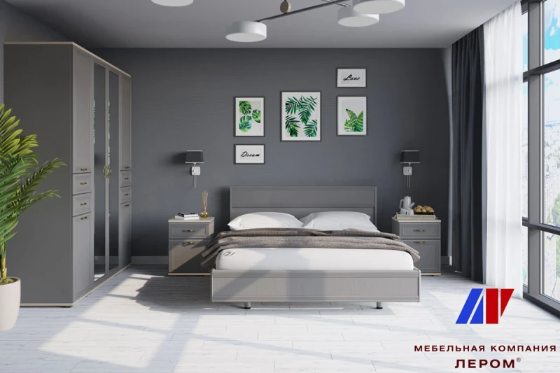 Готовый комплект для спальни СК-1007-АС-СО (Ясень Асахи/Серый Оникс) - купить в Озерце