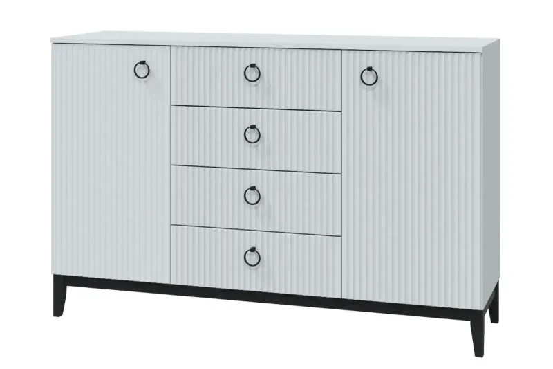 Комод Шарлиз с 2 дв. и 4 ящ. (Белое сияние/Белый снег) — Мебель-центр Озерцо