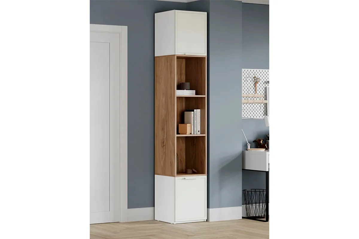 Шкаф комбинированный Стелла Исп.2 (Белый Холст/Белый Жемчуг/Яблоня Беллуно) в мебель-центре Озерцо