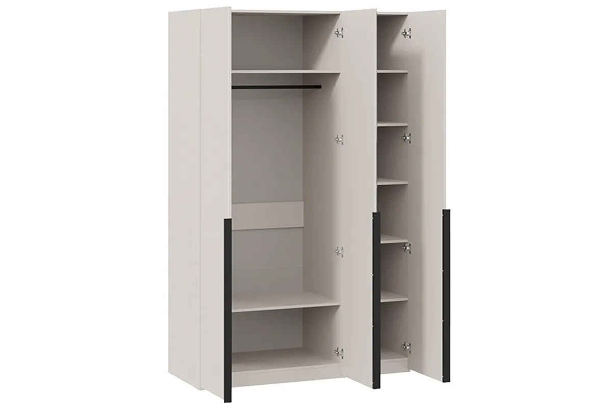 Шкаф для одежды Порто СМ-393.07.112 (580) с 2 глухими и 1 зеркальной дверями (Кашемир матовый / Кашемир сатин) в мебель-центре Озерцо