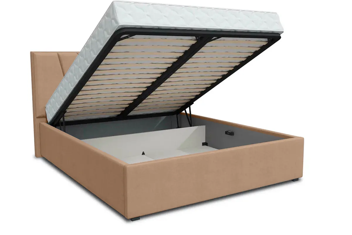 Кровать Рица-1 с ПМ 140х200 (Дива VL-2502-02 / Бежевый крайола) 1 кат. - купить в Озерце