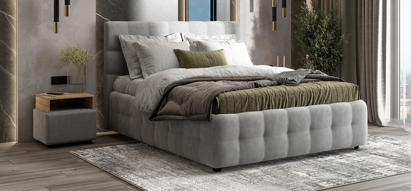 Кровать Босс 160*200 Про велюр Monolit сталь - купить в Озерце