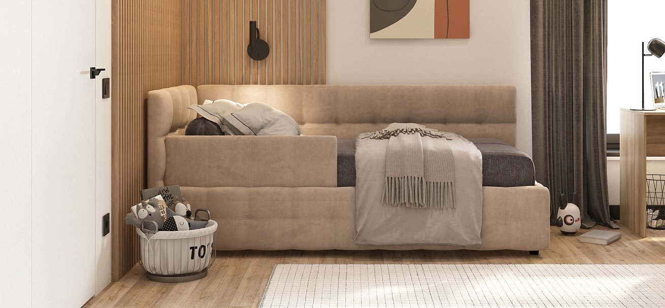 Кровать BOSS mini NEW велюр Monolit латте - купить в Озерце