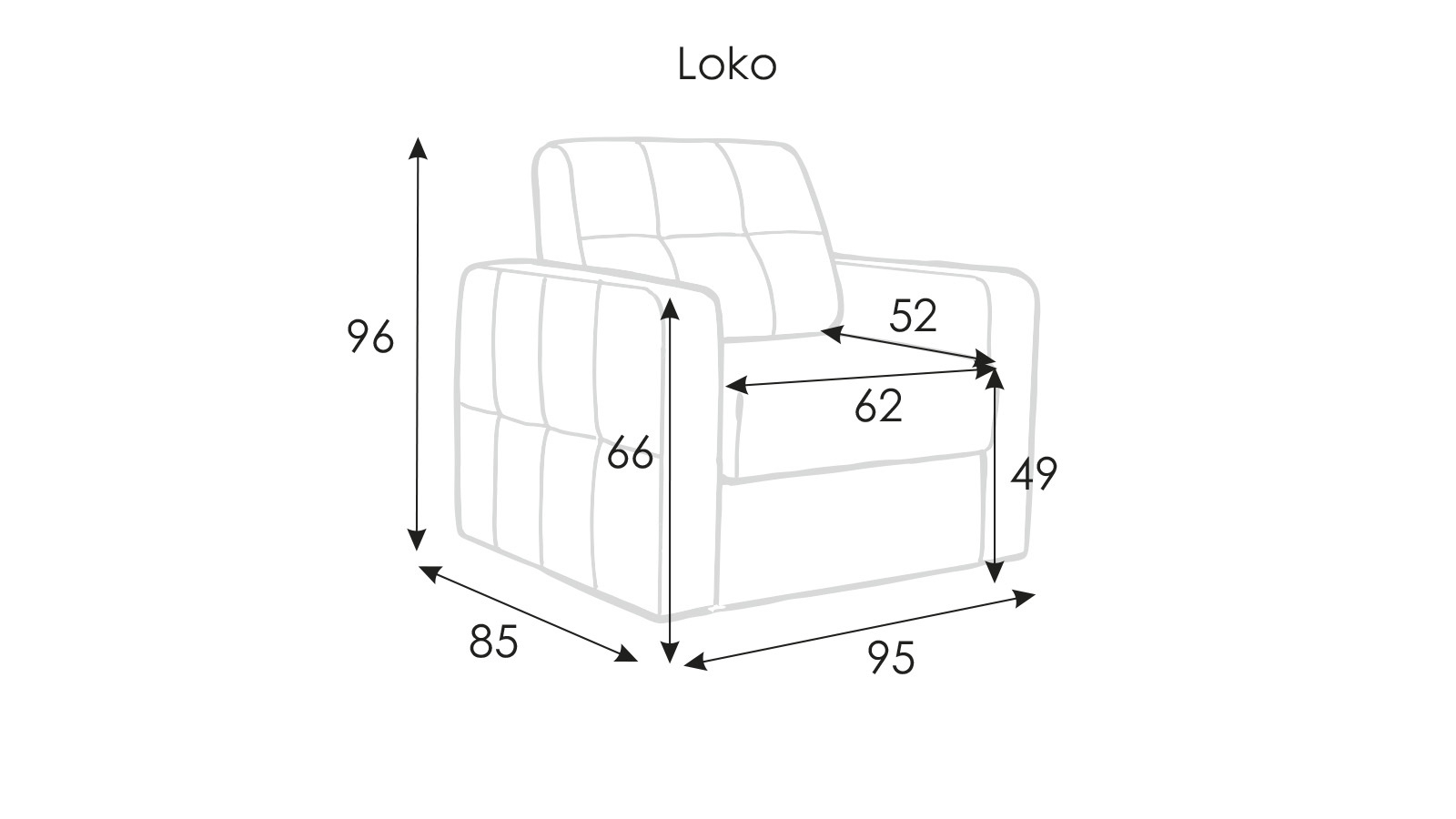 Кресло Loko Pro с широкими подлокотниками, Тк. Sky Velvet 01 85x95 — купить в Озерце
