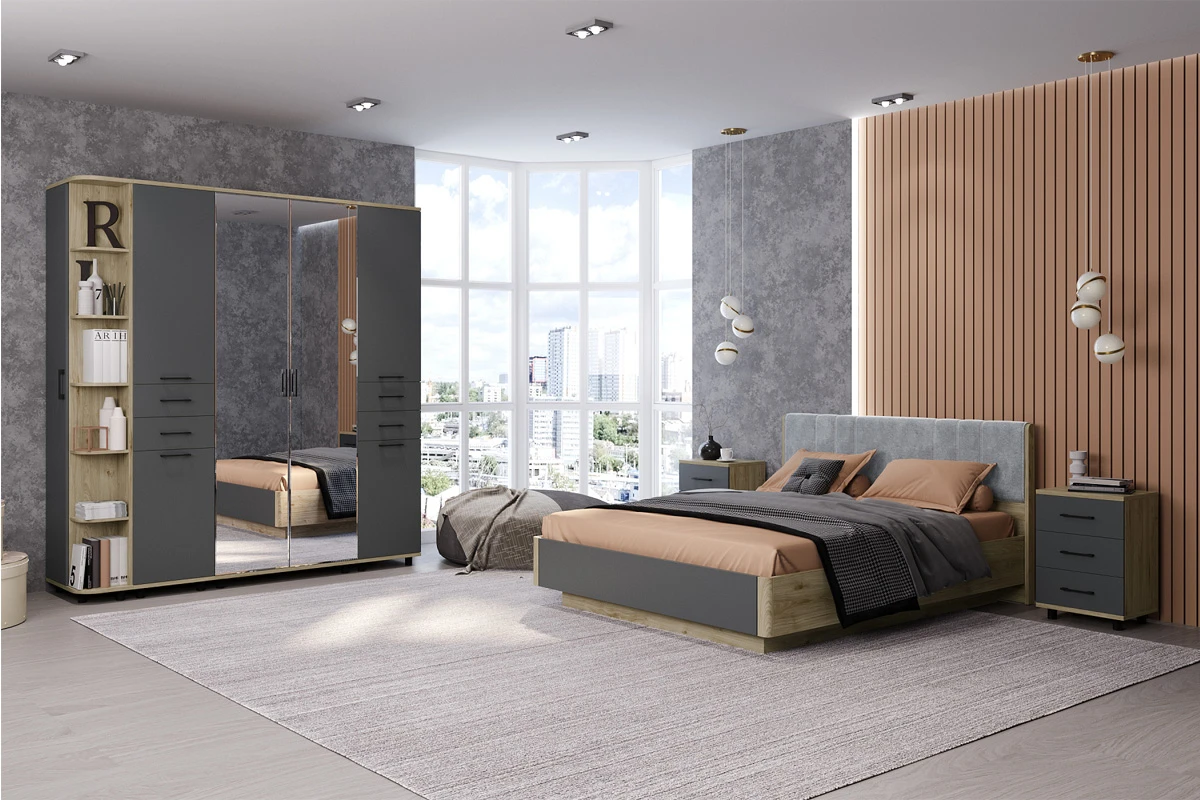 Шкаф многоцелевой ШК-5025-ГС-АМ (Гикори Джексон Светлый/Антрацит Матовый) в мебель-центре Озерцо