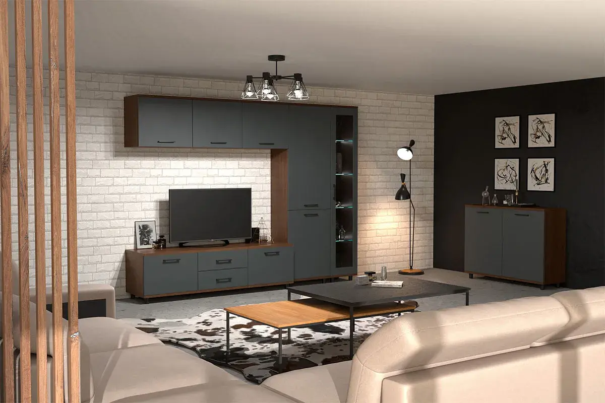 Антресоль АН-5040-ГТ-АМ (Гикори Джексон Темный/Антрацит Матовый) в мебель-центре Озерцо