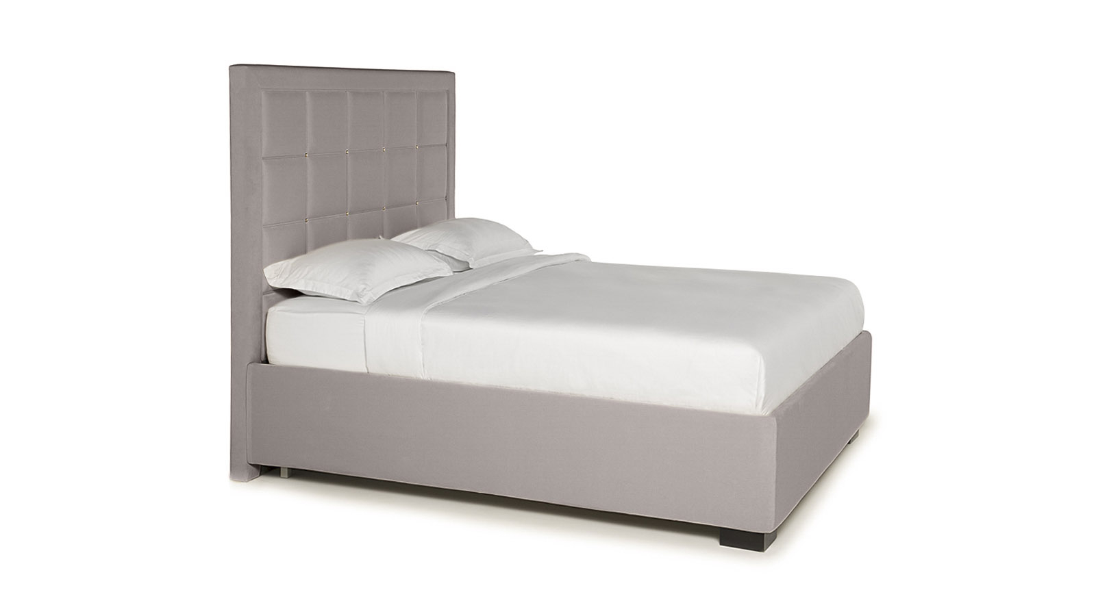 Кровать с подъемным механизмом Duglas New I, ткань Casanova Grey, пуговица хром, нога венге, 160x200 - купить в Озерце