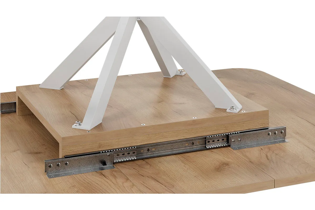 Стол обеденный Лиссабон раздвижной Тип 1 (Белый муар/Дуб Крафт золотой) - купить в Озерце