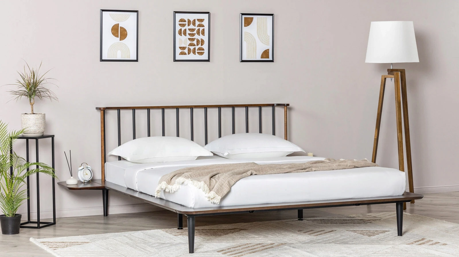 Кровать со съемными столиками Barna, цвет Nut, 140x200 - купить в Озерце