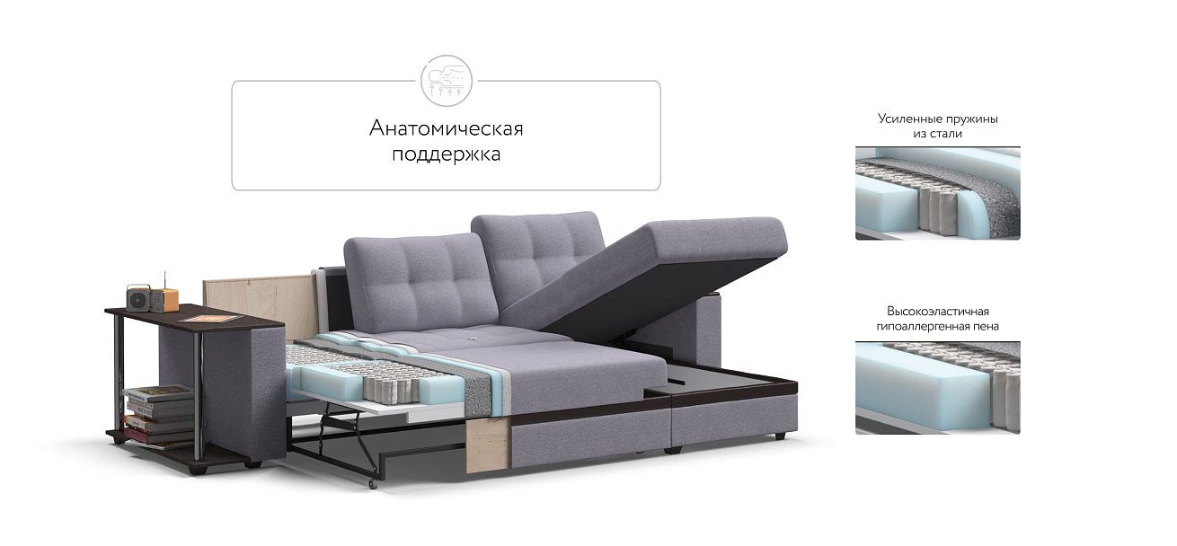 Атланта НПБ угловой диван Рогожка Мальмо платина — купить в Озерце