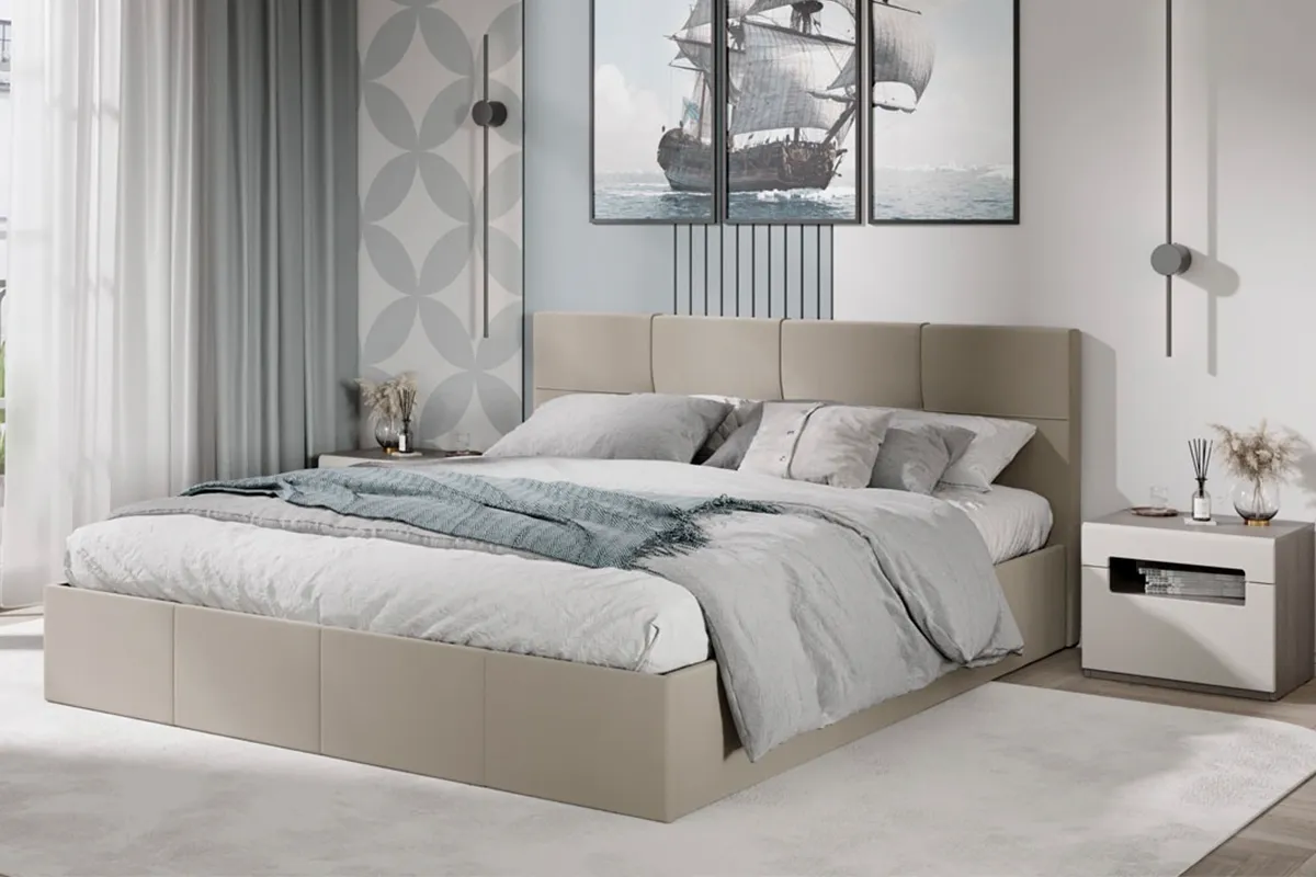 Кровать Лора с ПМ и заглушиной 180х200 (Велюр / Confetti Cream) - купить в Озерце