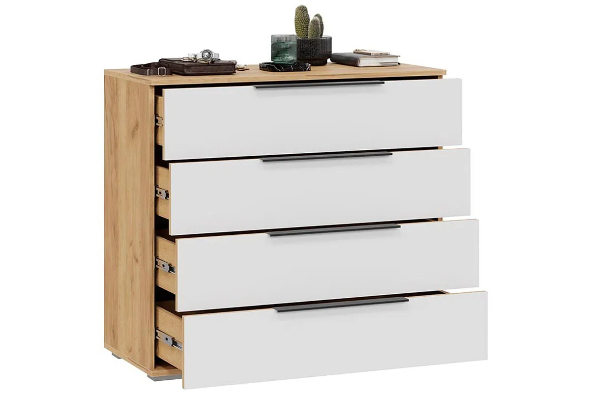 Комод Джоли (Дуб Крафт Золотой/Белый матовый) — Мебель-центр Озерцо
