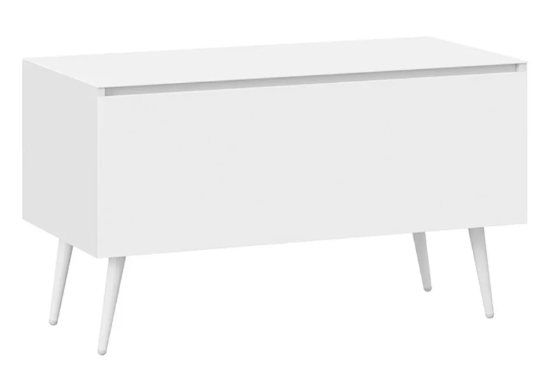 Тумба для теле-и радиоаппаратуры Глосс СМ-319.03.012 с опорами (Белый глянец/Стекло Белый глянец) — Мебель-центр Озерцо