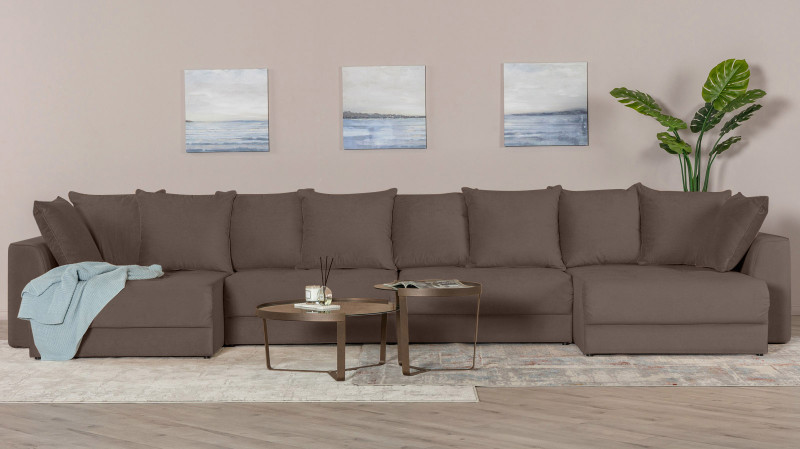 Диван Monako New П-образный с коробом для белья, Тк. Sky Velvet 02 157x455 — купить в Озерце