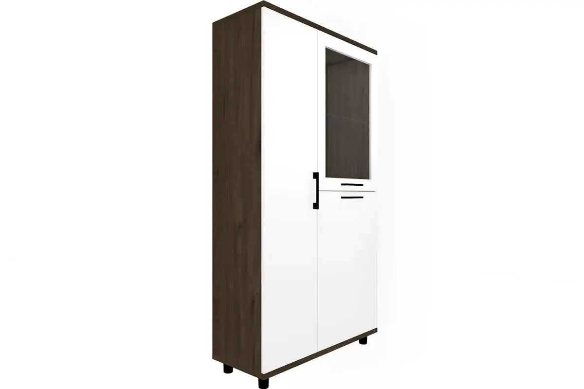 Шкаф многоцелевой ШК-5084-ГТ-БГ (Гикори Джексон Темный/Белый Бриллиант Глянцевый) в мебель-центре Озерцо