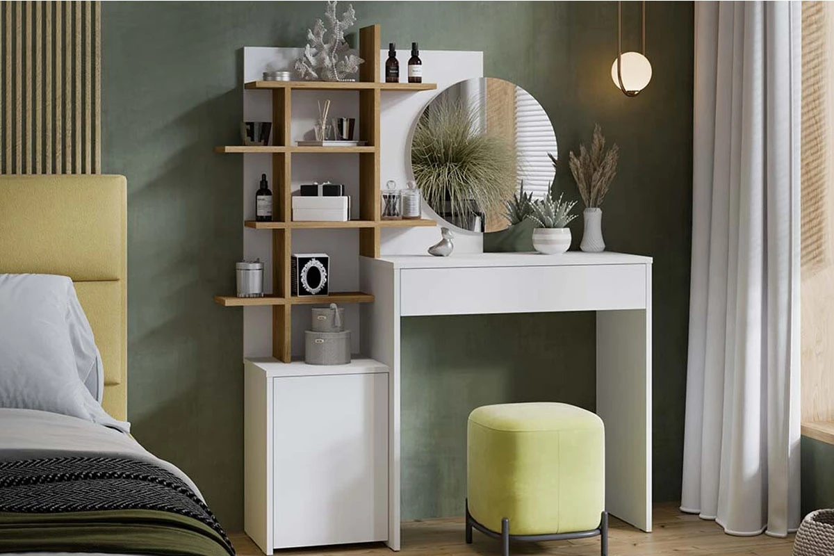 Стол туалетный Голден Тип 1 (Белый/Дуб крафт золотой) — Мебель-центр Озерцо