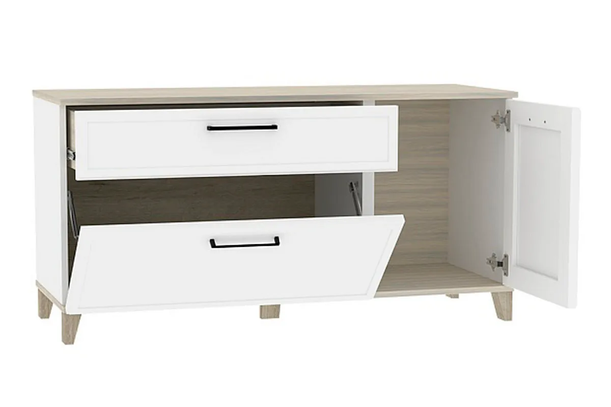 Тумба ТВ Aurelio 33 (Белый/Блеквуд Сатиновый) — Мебель-центр Озерцо