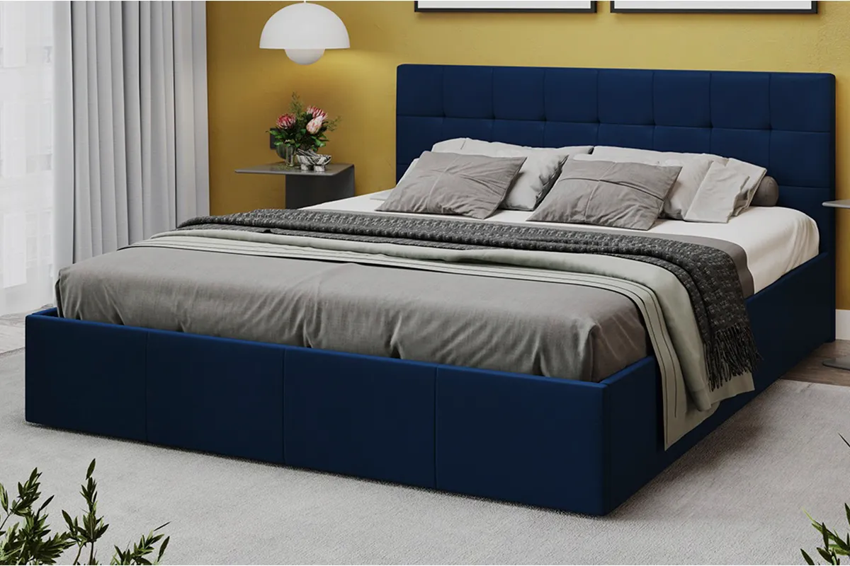 Кровать Эмма с ПМ и заглушиной 160х200 (Велюр/Confetti Blue) - купить в Озерце