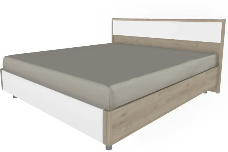 Кровать КР-5004-ГС-БГ (Гикори Джексон Светлый/Белый Бриллиант Глянцевый) - купить в Озерце