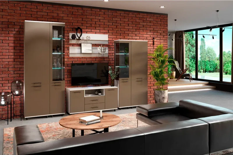 Гостиная Грейс комплект 3 (Снежный Ясень/Латте Матовый) — Мебель-центр Озерцо