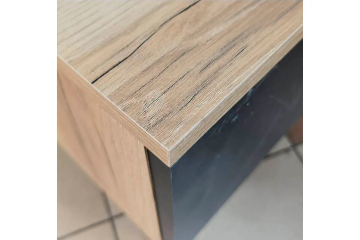 Тумба прикроватная Омега (Дуб делано светлый/камень Пьера черный) ЦРК.ОМГ.04 — Мебель-центр Озерцо