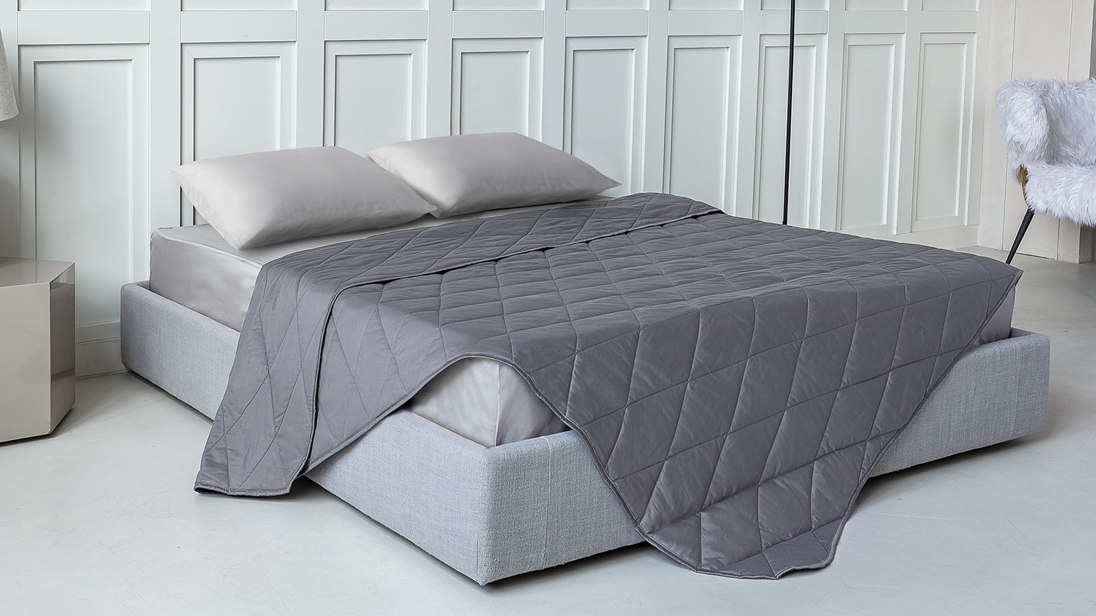 Покрывало хлопковое Askona Cotton Sateen, цвет: Графит 220x240 в мебель-центре Озерцо