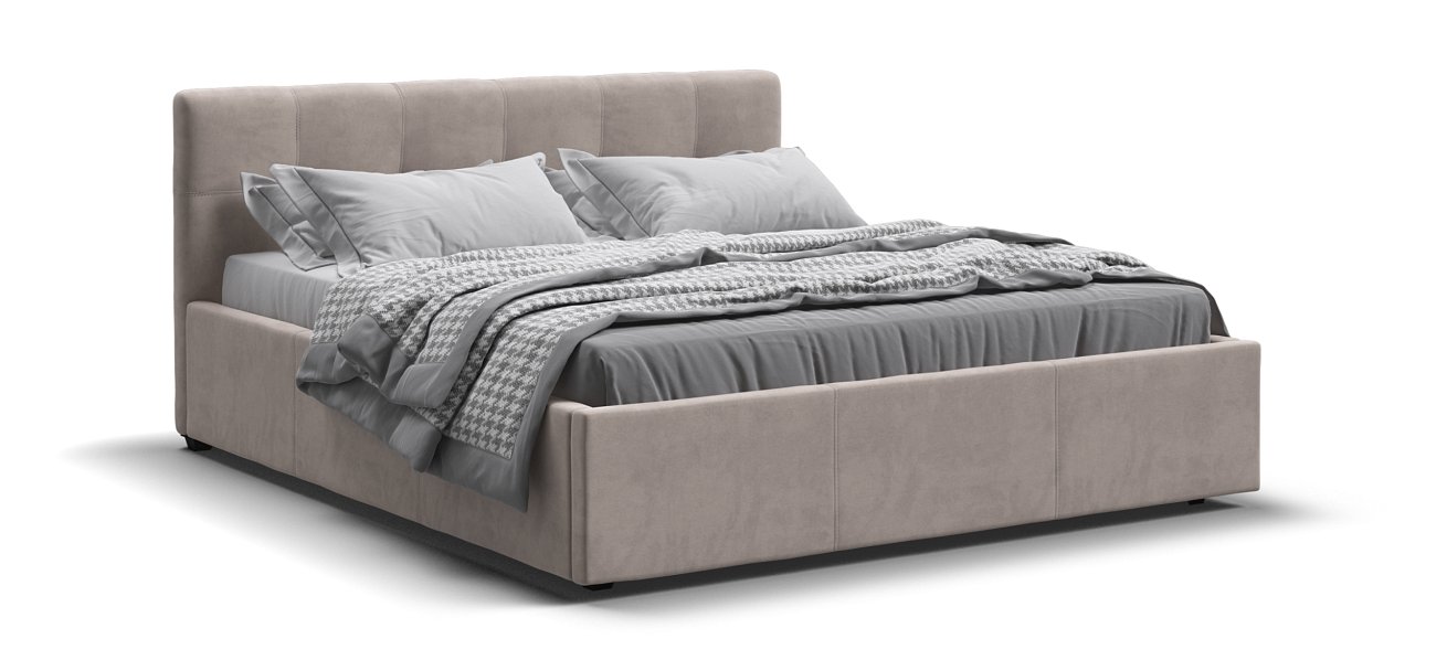 Белла Кровать+ПМ 160*200 Велюр Монолит латте - купить в Озерце