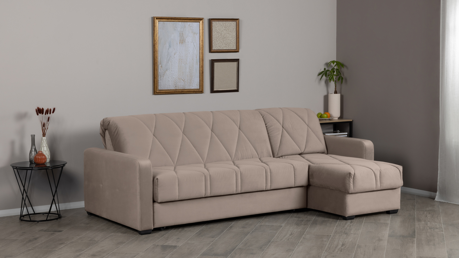 Диван угловой Domo Pro стежка ромб, ткань Sky Velvet 17 140x216 — купить в Озерце