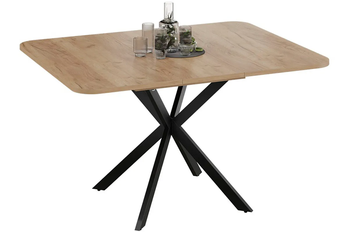 Стол обеденный Лиссабон раздвижной Тип 1 (Черный муар/Дуб Крафт золотой) - купить в Озерце