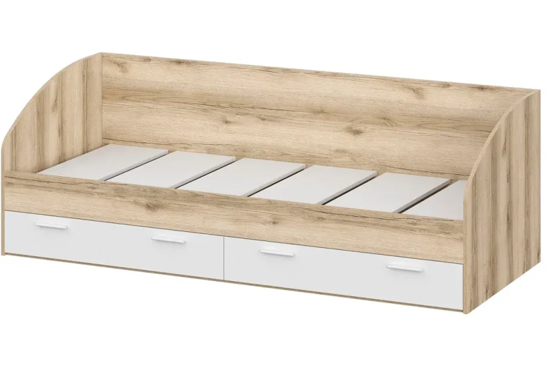 Кровать одноярусная Геометрия-1 (Делано светлый/Белый) - купить в Озерце