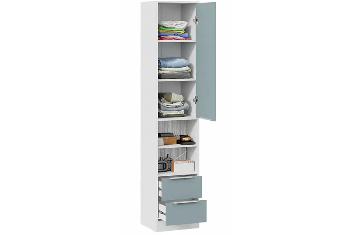Шкаф комбинированный Марли (Белый/Серо-голубой) в мебель-центре Озерцо