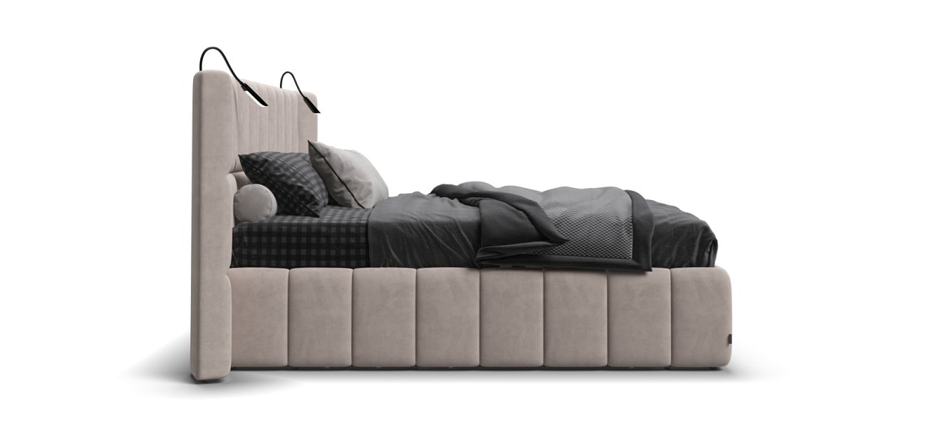 Босс ХО Кровать 180*200 Велюр Монолит латте - купить в Озерце