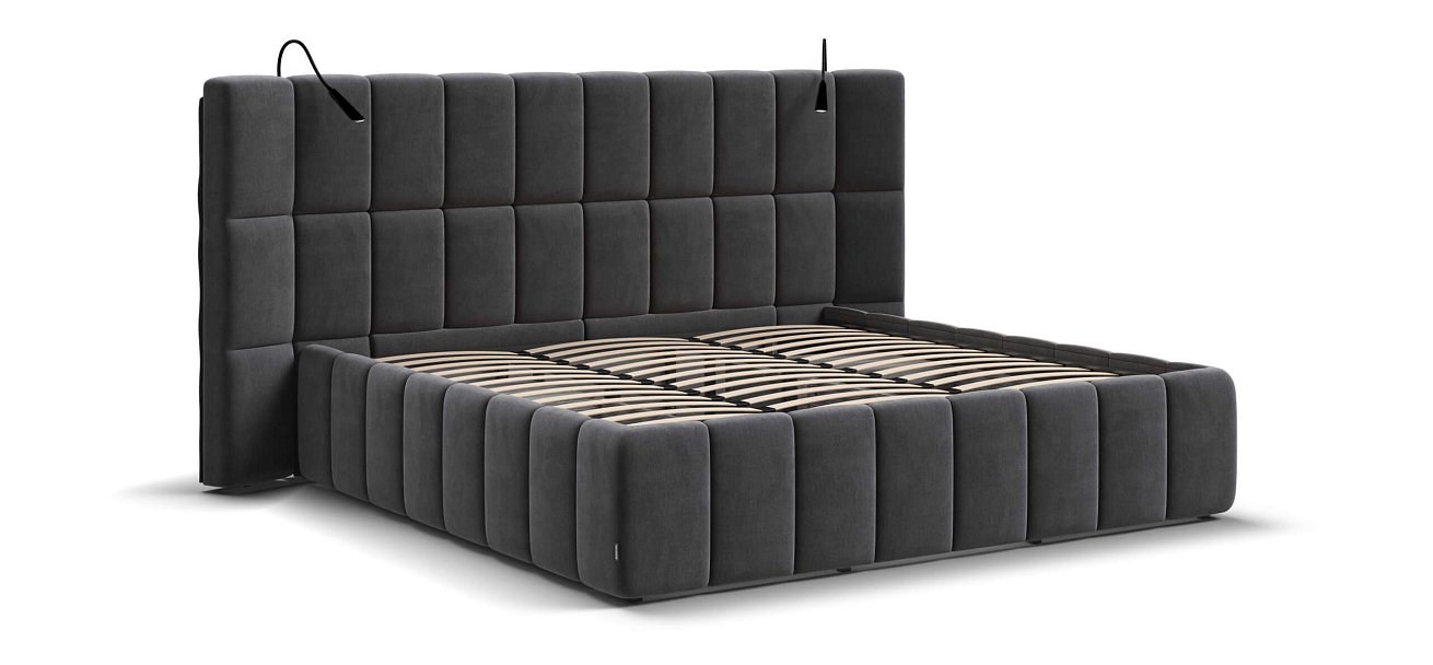 Босс ХО Кровать 180*200 Велюр Монолит серый - купить в Озерце