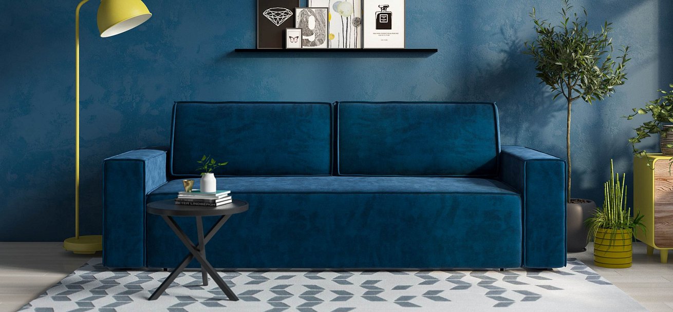 Лофт диван Велюр Монолит синий — купить в Озерце