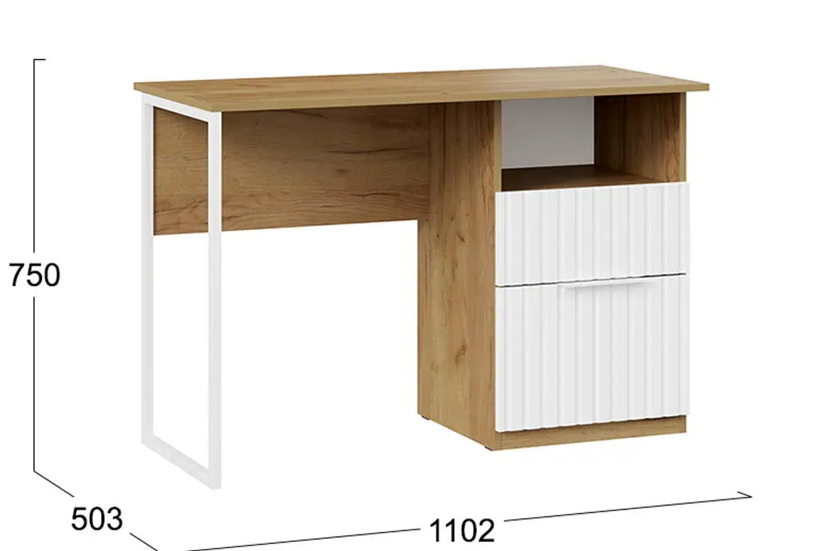 Стол письменный Хилтон Тип 1 (Дуб Крафт Золотой/Белый матовый) — Мебель-центр Озерцо