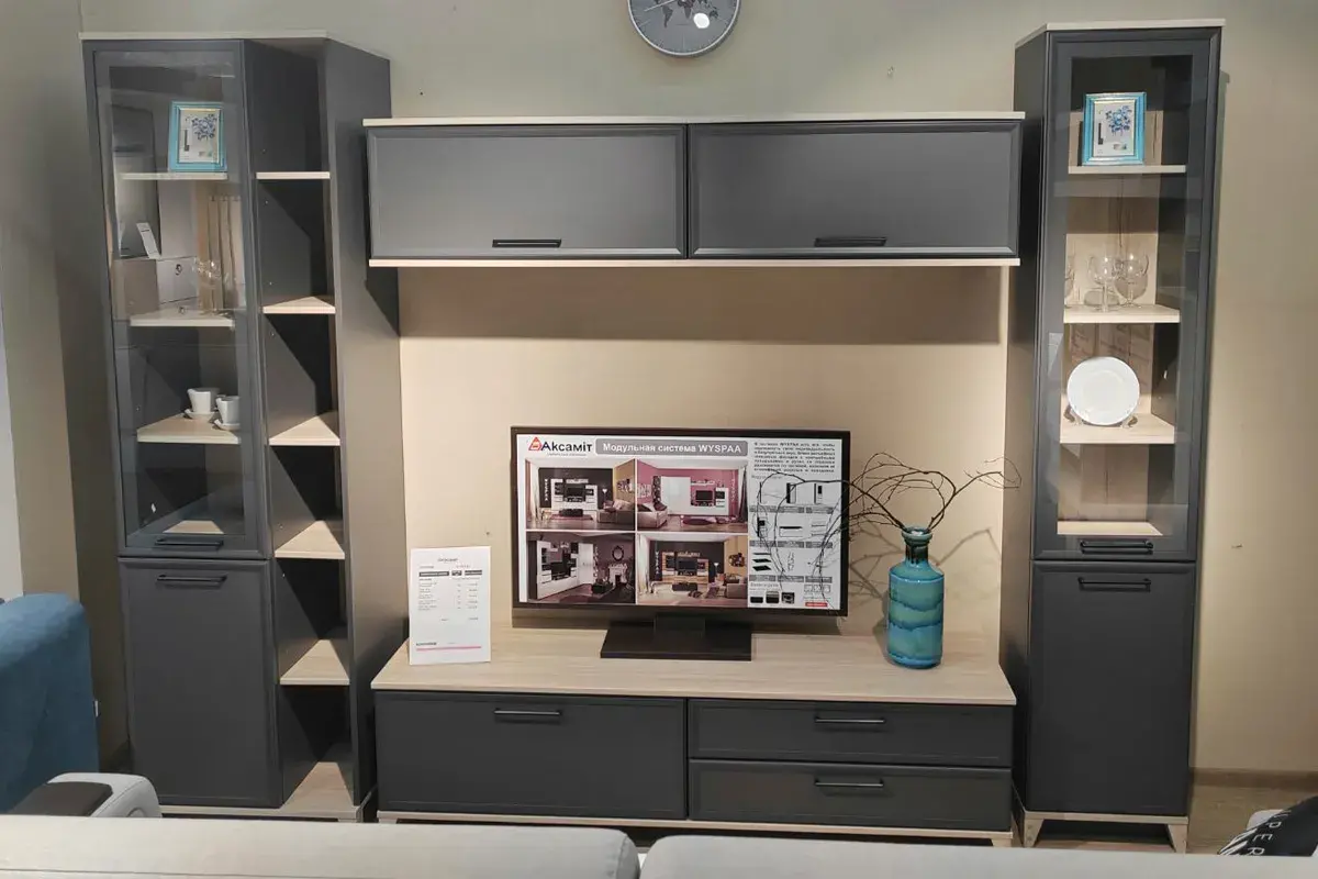 Тумба ТВ Aurelio 3 (Антрацит/Блеквуд Сатиновый) — Мебель-центр Озерцо