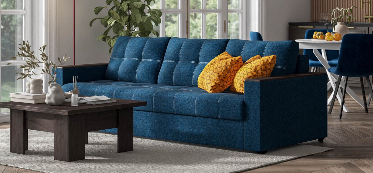 Диван Атланта НПБ 120 рогожка Malmo синий — купить в Озерце