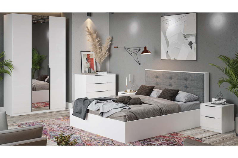 Спальня Тесса (Белый жемчуг/Белый глянец) - купить в Озерце