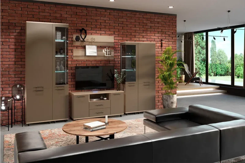 Гостиная Грейс комплект 3 (Ясень Асахи/Латте Матовый) — Мебель-центр Озерцо